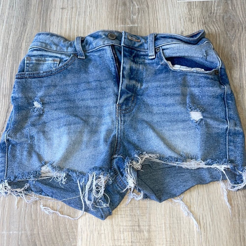 EUNINA High Waisted Medium Wash Denim Shorts​